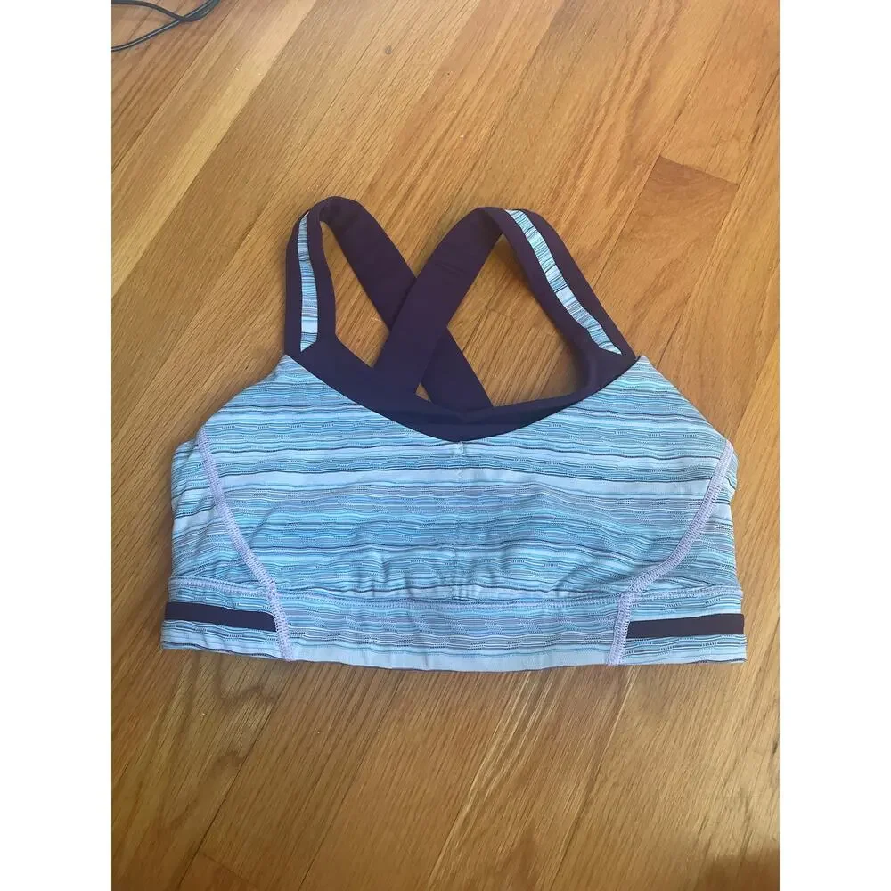 Lululemon Rack Pack Bra Wave Twist size 6 Lilac Caspian Blue / Deep Zinfandel - Picture 3 of 6